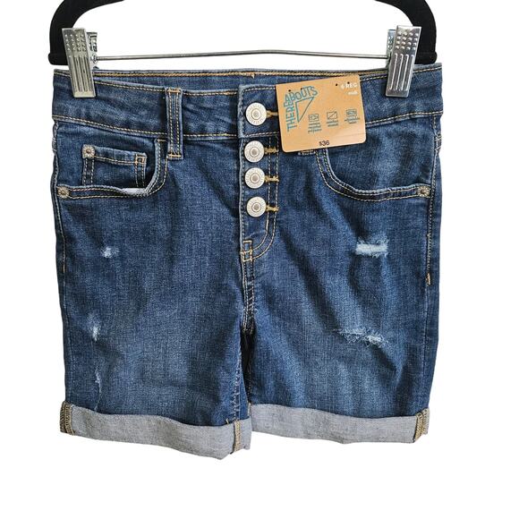 Thereabouts Girls Size 6 Button Fly Jean Shorts Distressed Rolled Hem Denim New - Picture 1 of 7